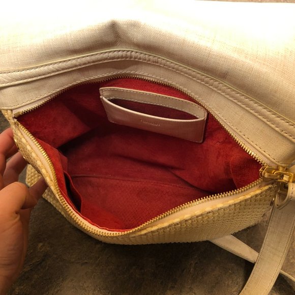 Hammitt VIP Med Ricotta Raffia Crossbody Clutch Convertible Purse - Picture 4 of 7